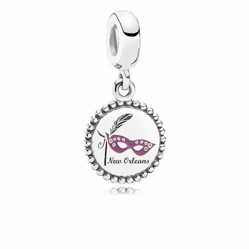 Pandora New Orleans Dangle Charm - Sterling Silver/Black - Canada | CP8091TO